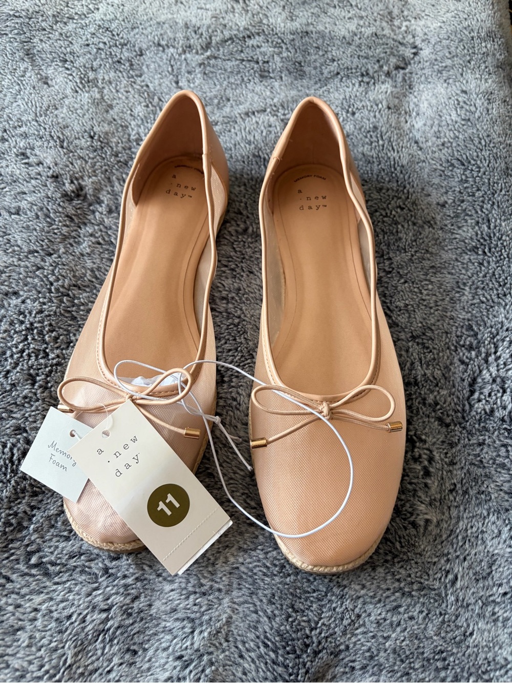 a new day Blush Ballet Flats with Bow Detail